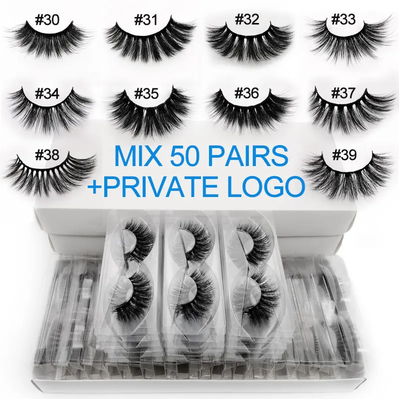 

50 pairs wholesale mink eyelashes bulk fluffy 3d lashes 100% cruelty free natural long false eyelash extension makeup cilios
