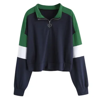 

Autumn MAXIORILL Hoodie худи Hoody women sweatshirt толстовка толстовки женская Splice Hooded Long Sleeve Zipper Tops Pullover#3