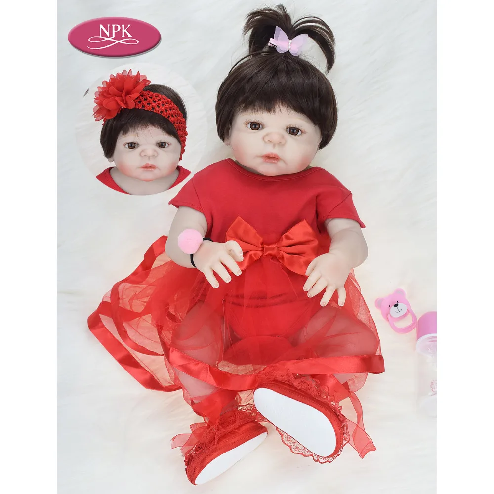 

NPK Reborn Girl Baby Doll Educational Toy 57CM Girls Full Silicone Vinyl Realistic Newborn Babies Princess Toddler Fashion Doll