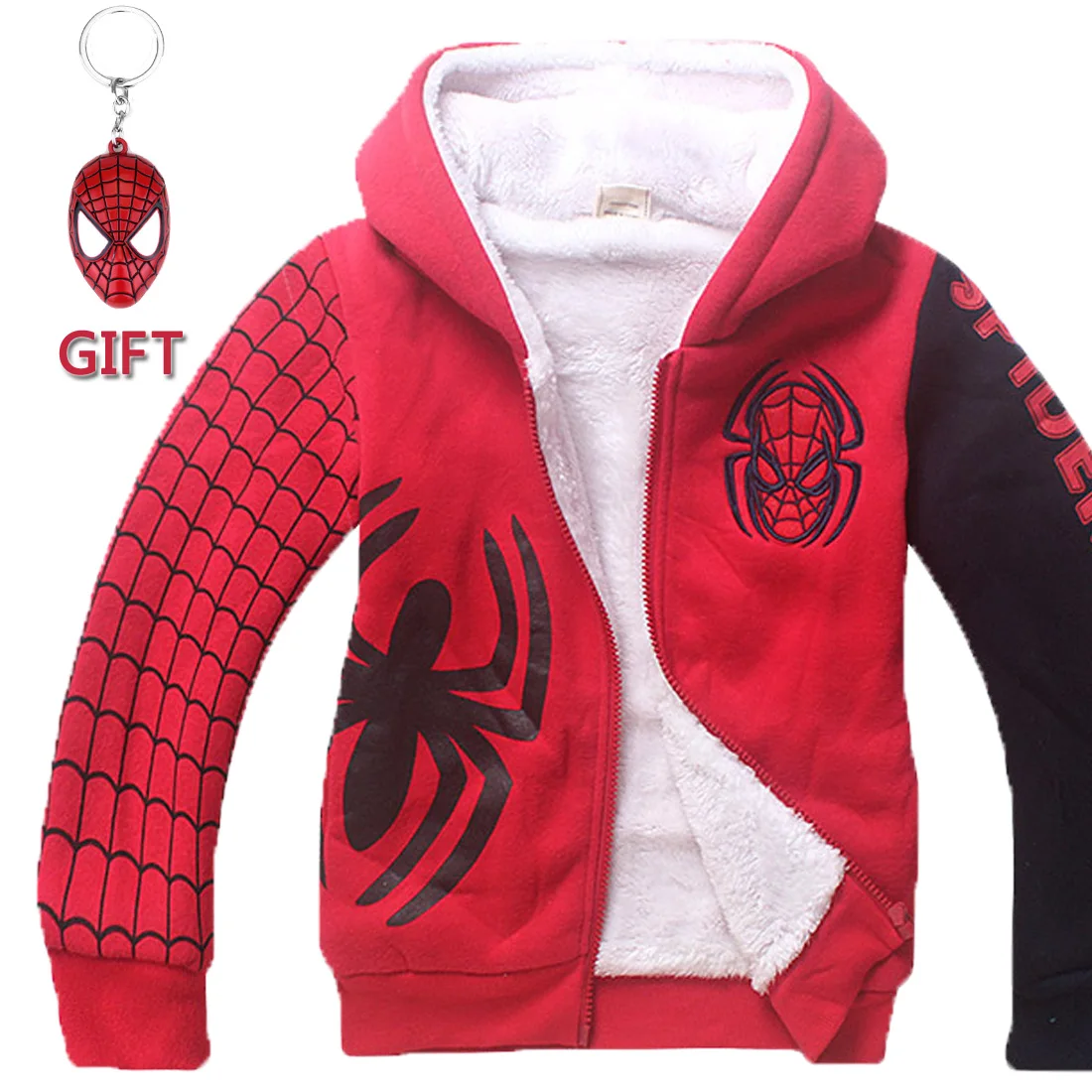 

Hot Children Spider-man Thicken Sweatshirts Coat Baby Boys Spiderman Fleece Hoodies/Kid Winter Warm Halloween Outerwear Clothing