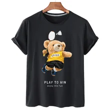 

Women's T-shirts Casual fashion Tees Girls Plus Size Tops Letter Jacquard O-neck Short Sleeves Loose Summer Tshirt Bear M-4XL