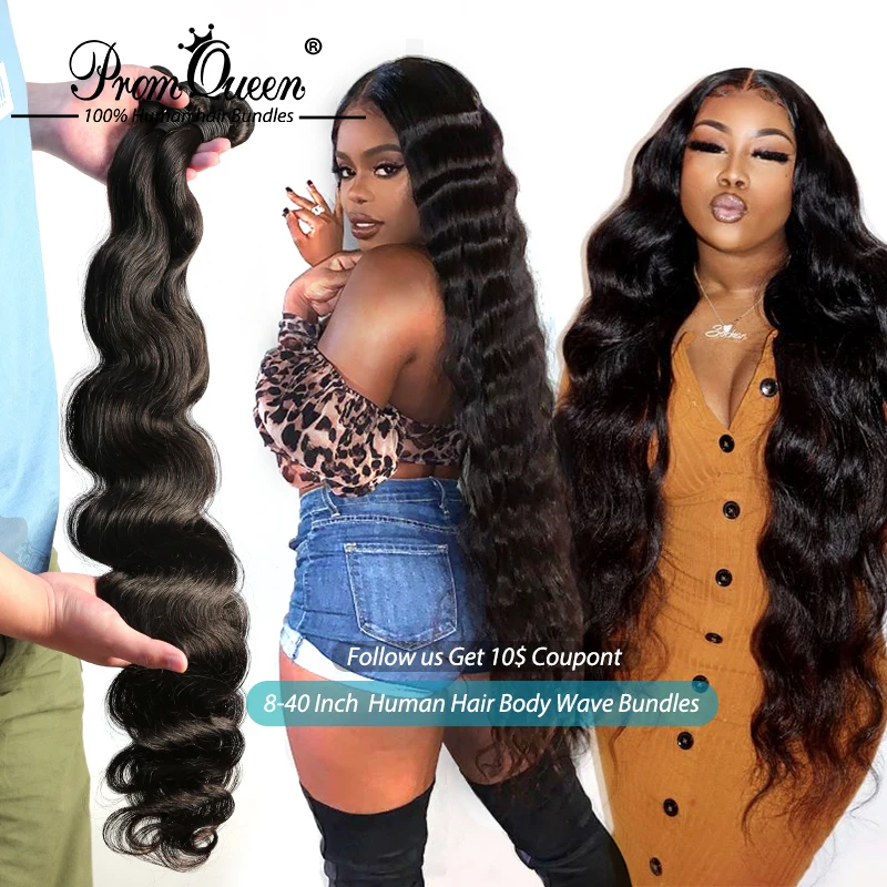 Cabello Remy de reina de graduación, extensiones de cabello humano brasileño ondulado, 1/3/4, doble máquina, mechones de cabello humano postizo de trama, envío gratis