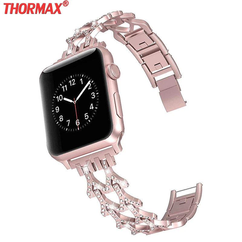 Алмазный ремешок для часов apple watch 38 мм 42 мм 40 мм 44 мм iWatch Series 5 4 3 2 1 нержавеющая сталь Ремешок Браслет для apple watch