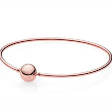 925 пробы серебряный браслет с шаровой застежкой, коллекция Essence, браслет из розового золота, подходит для женщин, подвеска из бисера, Diy, модное ювелирное изделие