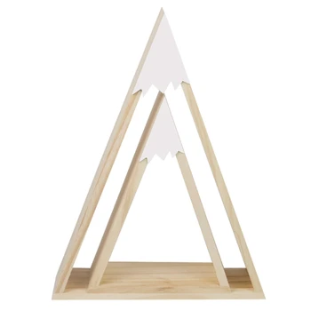 

Wooden Triangle Wall Frame DIY Wall Hanging Storage Book Shelves Rack Home Decor GXMA
