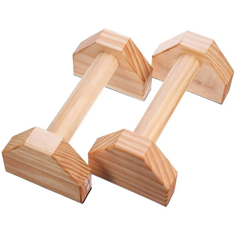 Growment 1 Pair Parallettes Gymnastics Calisthenics Handstand Bar Wooden Fitness Exercise Tools Training Gear Push-Ups Double Rod Stand