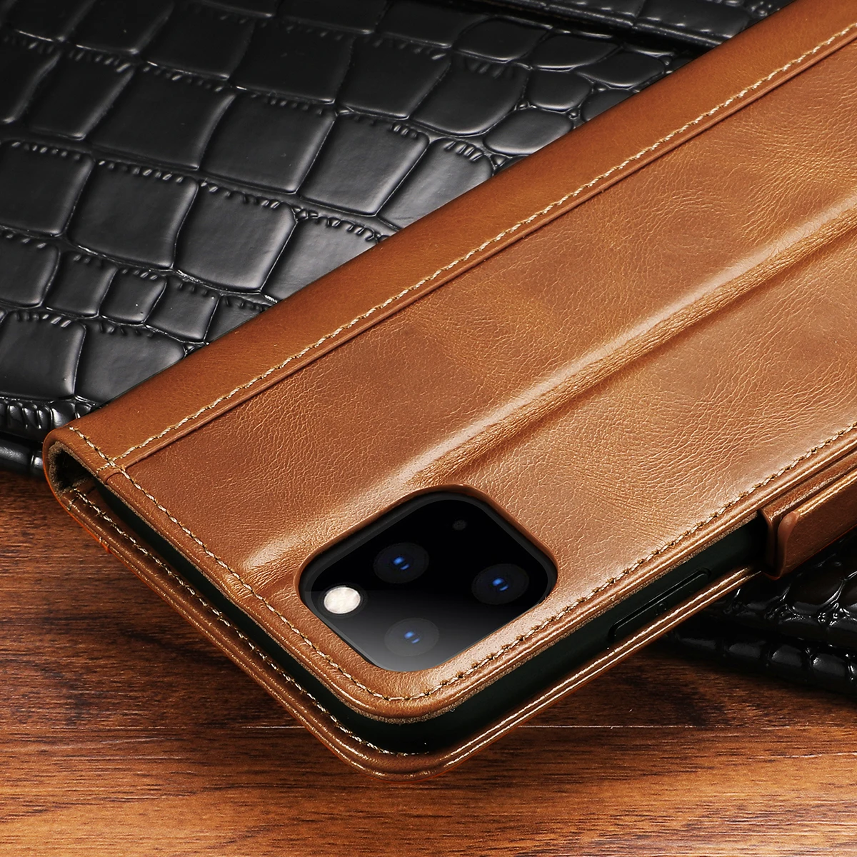 Чехол-кошелек из натуральной кожи для iPhone 11 Pro Max Xs Max Xr X 8 7 6s Plus, винтажный флип-чехол-книжка с подставкой для просмотра, подставка с ID с карманами для кредитных карт