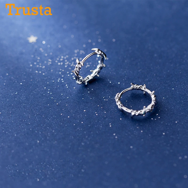 Серьги кольца Trusta из стерлингового серебра 925 пробы серьги Клипсы колючей