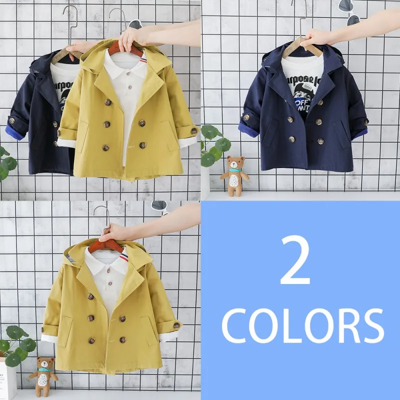 

2019 Spring korean style cotton pure color long style all-match windbreak coat for fashion baby girls boys clothes t
