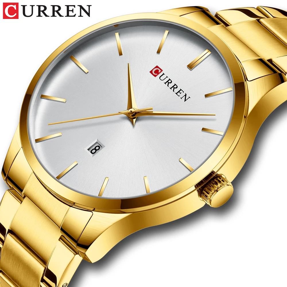 

CURREN Fashion Mens Watches Top Burand Luxury Golden Stainless Steel Male Clock Waterproof New Arrival Casual Quartz Wristwatch