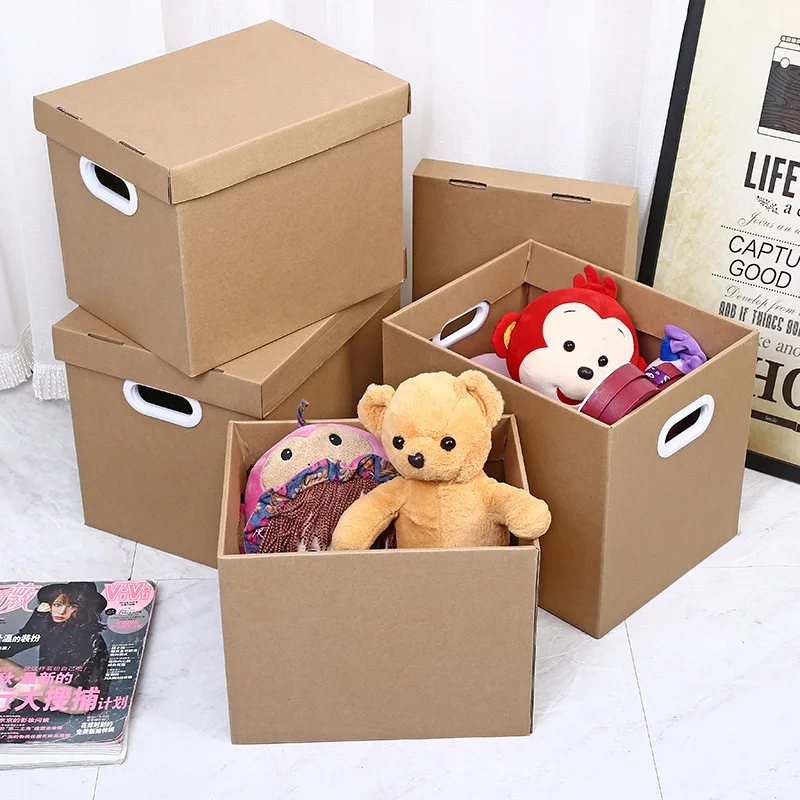 2 шт ручки крышки крафт бумаги коробки для хранения высокой емкости офисная файл