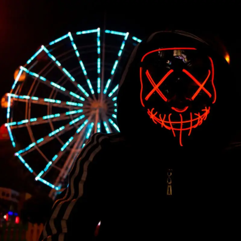 Halloween LED Mask Flashing Purge Masks Election Mascara Costume Party Light Up For Masquerade Cosplay Glow In Dark