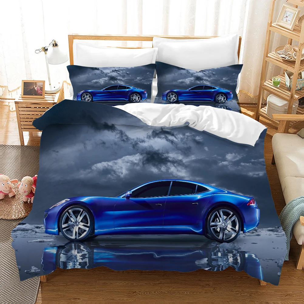 Car Sports Printed Duvet Cover Race Car Bedding Sets With Pillowcases For Teens Kids Boys Cool Bedroom Decor 2/3pcs Bedclothes