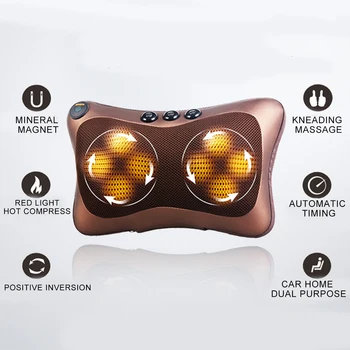 

Car Infrared Electric Massage Pillow Home Magnetic Massager Relief Pain 4/8 rollers Massage Pillow Cushion Neck Back Massager