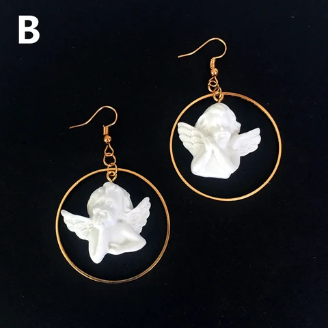 Cute Cupid Angel Pendant Drop Earring Resin Gummy God Of Love Necklace For Girls Children Birthday Gift Lovely Jewelry