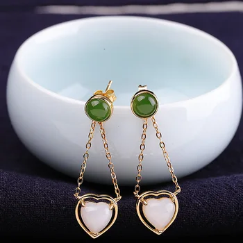 

personality silver fashion fresh Earrings S925 pure silver gold-plated women's heart shape and Tian Baiyu Earrings