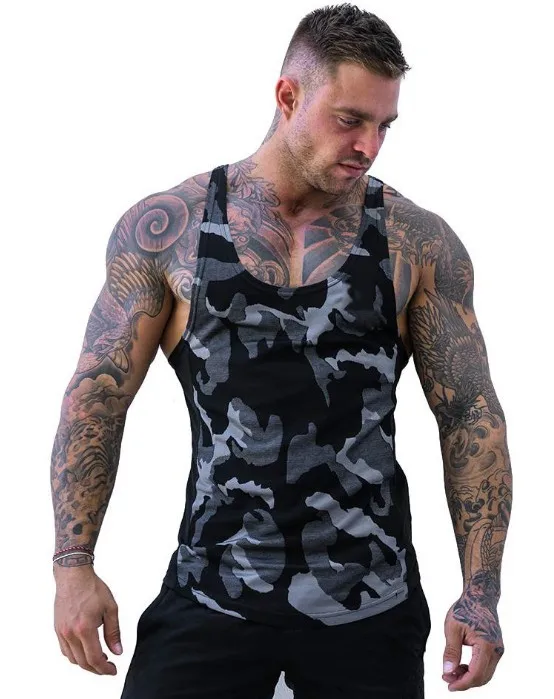 

Summer Muscle Fitness Camouflage Vest Men's Breathable Quick-Dry Fitness Clothing Men Casual Outdoor Sports I-shaped