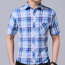 Модная клетчатая рубашка, летняя мода, с карманами, свободная, повседневная, повседневная, короткий рукав, рубашка, повседневная, Chemise Homme