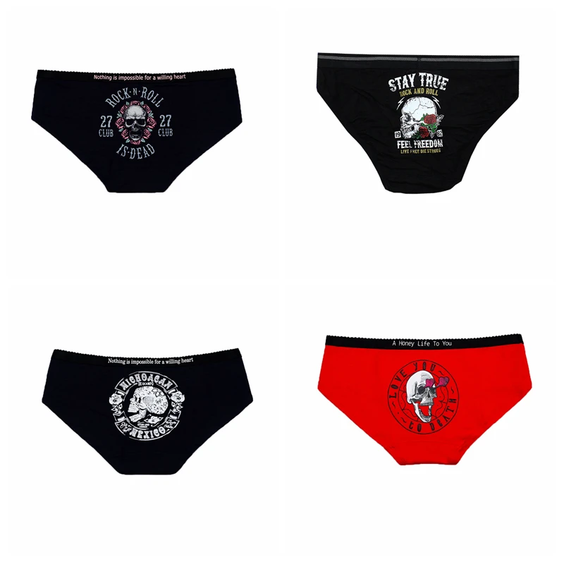 

SP&CITY 4PCS Halloween Skull Pattern Print Cotton Underwear Set Women Lingerie Cool Design Seamless Panties Sexy Lingerie Pants