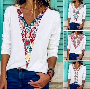 

2020 Spring Winter Women Cotton Tees Tops Plus Sizes Blouse Big Large Sexy Befree Shirts Loose Casual Vintage Full Long Sleeve