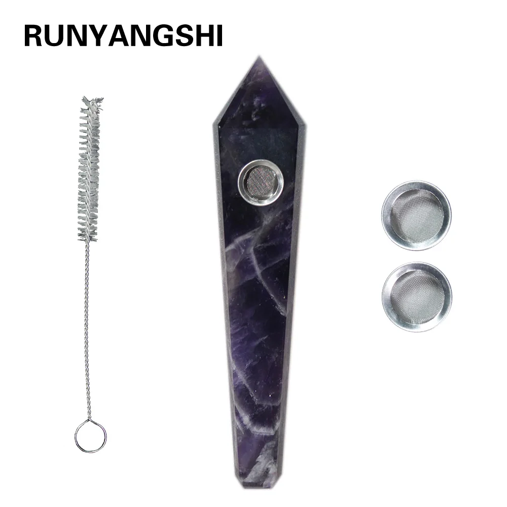 dram amethyst pipe Runyangshi 1 шт. 155 мм натуральный фиолетовый кристалл кварца Аметист курительная трубка для подарка - Цвет: dram amethyst pipe