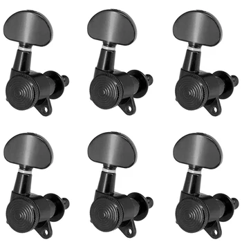 

TOP!-6R Black Locked String Tuning Peg Key Machine Heads Semicircle Button for Acoustic Electric Guitar Lock Schaller Style