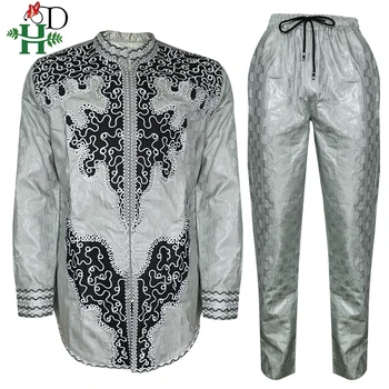 

H&D african men dashiki clothes shirt pants suit for men embroidery tops trouser set long sleeve shirt south africa clothing