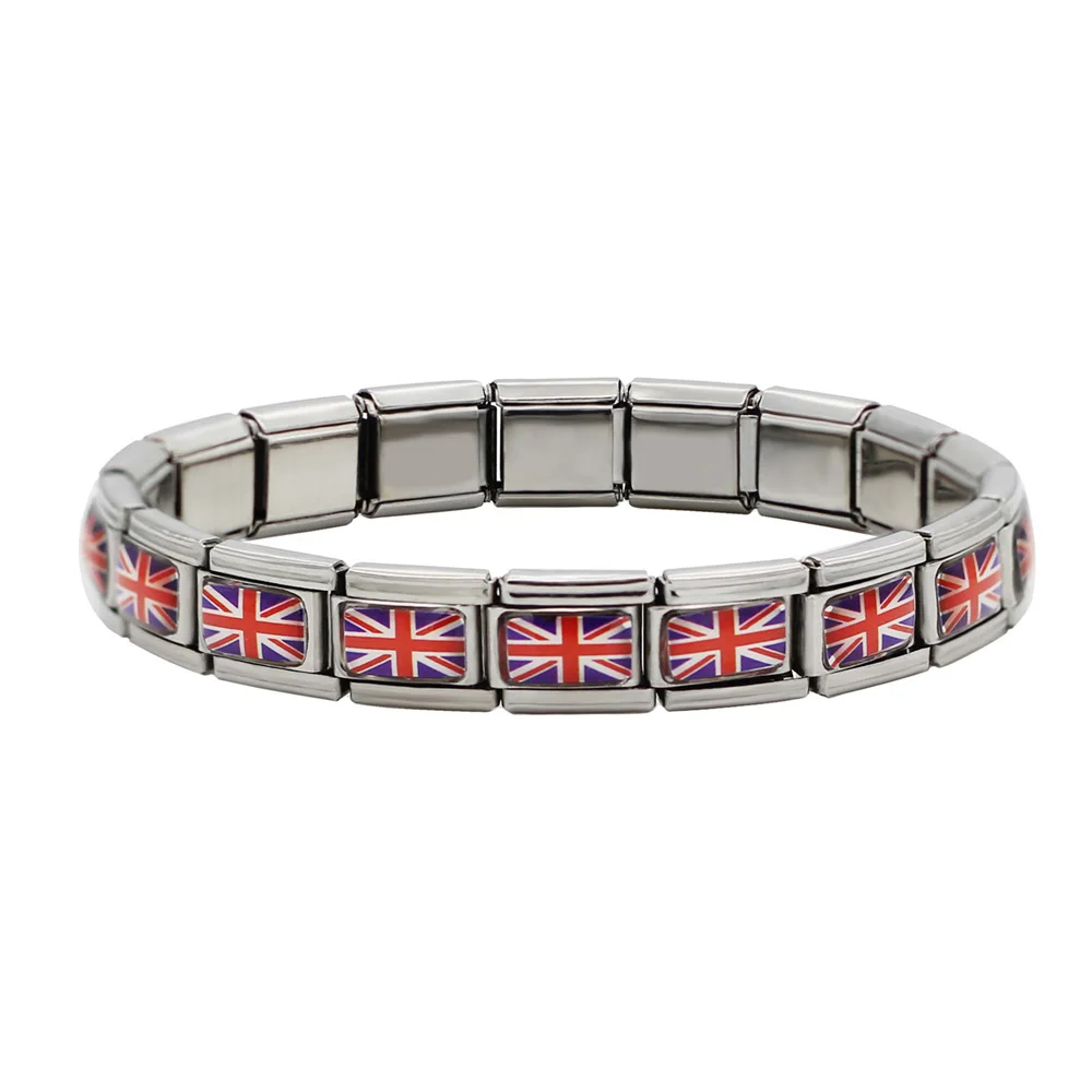 United Kingdom Hapiship новые модные ювелирные изделия испания/Бразилия/Турецкий Национальный флаг из нержавеющей стали 18 звеньев браслет для женщин и мужчин G027 - Окраска металла: United Kingdom