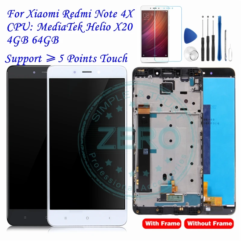 Для Xiaomi Redmi Note 4X 4 Гб 64 ЖК дисплей + рамка сенсорная панель MediaTek Helio X20 дигитайзер
