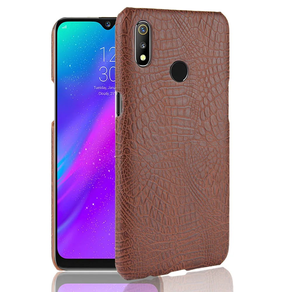 Realme 3 Pro Чехол Oppo Realme X Lite ретро искусственная крокодиловая кожа Жесткий чехол для Oppo Realme3 Pro RMX1851 чехол для телефона