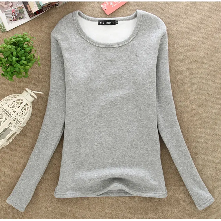 Women Winter Slim Fit T Shirt Lady Thick Thermal T-shirts Warm Veet T Shirts Women's Long Underwear Shirts Size Tops 4XL580_voghion.com
