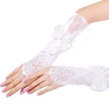 Женские свадебные длинные перчатки без пальцев кружевные лоскутные искусственный жемчуг Блестящие Блестки варежки бант до локтя крючок для пальцев гетры