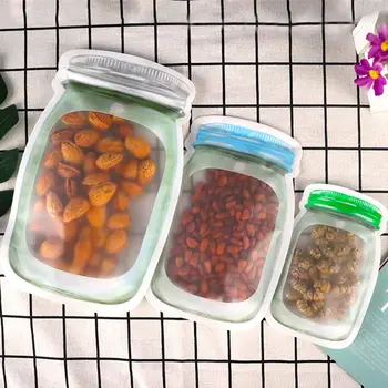 

10pcs Reusable Mason Jar Bottles Food Container Ziplock Oganizer Bag Mason Jar Zipper Zip Bags Ziplock Storage Organizer Bags