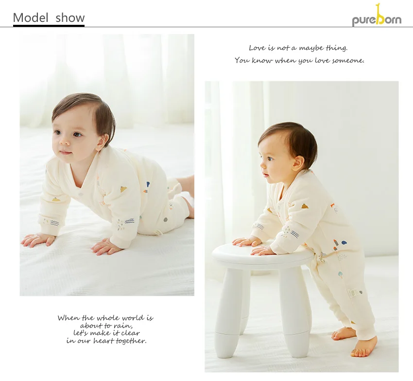 Детский комбинезон Pureborn; зимняя одежда для маленьких девочек с мультипликационным принтом; Стеганый Комбинезон с хлопковой подкладкой для новорожденных мальчиков