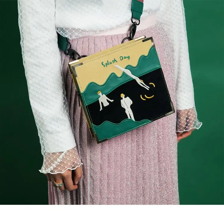 TANTO модная оригинальная Ретро холщовая, на одно плечо сумка женская набивная сумка Повседневная художественная Лоскутная Вышивка квадратный рюкзак