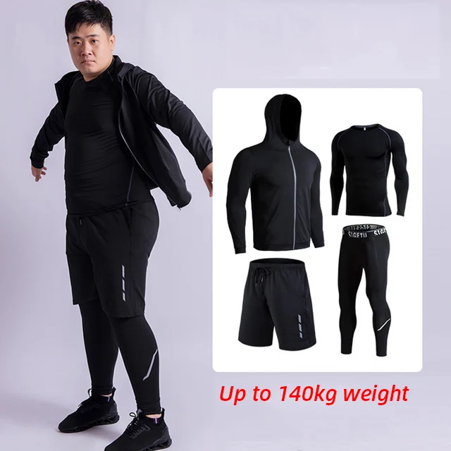 Плюс Размеры 5XL 6XL мужские быстросохнущие 4 шт. комплект для бега сжатия спортивные костюмы Спортивная одежда Костюмы тренажерный зал для обучения фитнесу, спортивный костюм - Цвет: C2