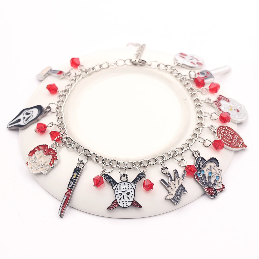 Браслеты с подвесками в виде лица Чаки Стивен Кингс это Пенни Вайз Джейсон Хоккей ужас браслет Косплей Подарки для мужчин и женщин браслет ювелирные изделия