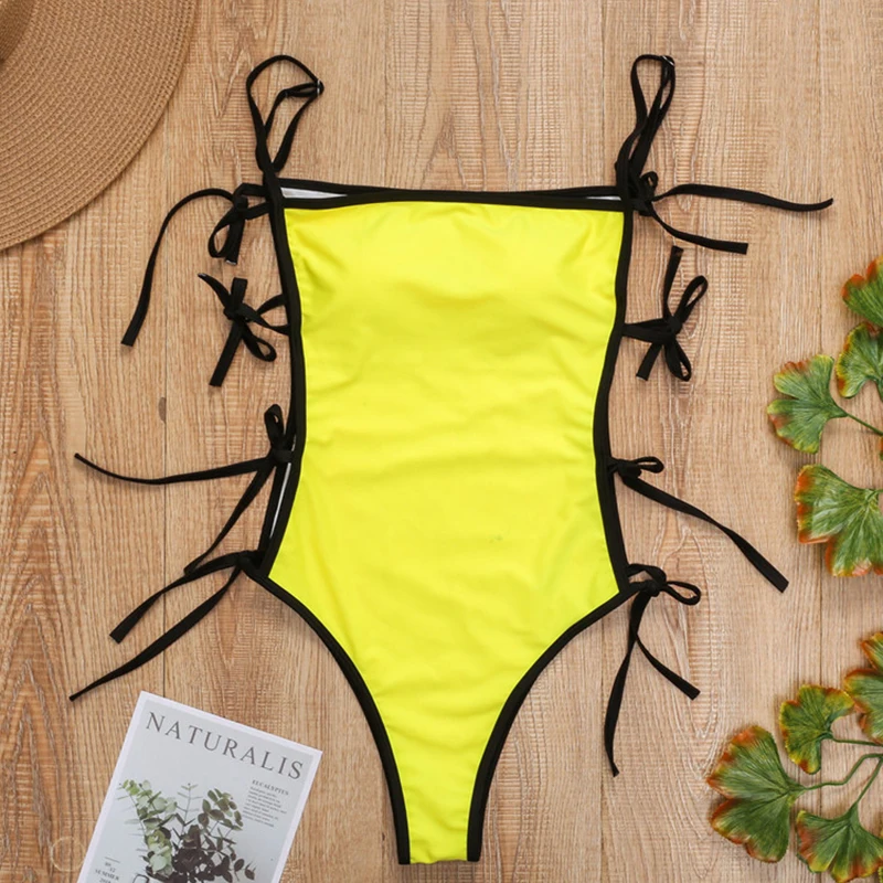 X19SW2429-1 In-X Sexy knotted swimsuit one piece Solid sports swimwear women Monokini Hollow out bikini Bodysuit one-piece suits bathers new - Цвет: X19SW2429-1
