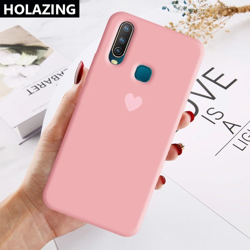 Мягкий силиконовый чехол для VIVO Y15 Y17 Y12 U3X U10 Y19 U3 с изображением сердца ярких цветов - Цвет: Розовый