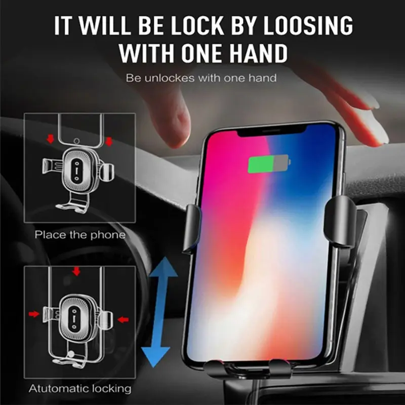 Anti-Shock Fast Qi 360 ° Rotatable Wireless Charger Car Air Outlet Holder For Smart Phone