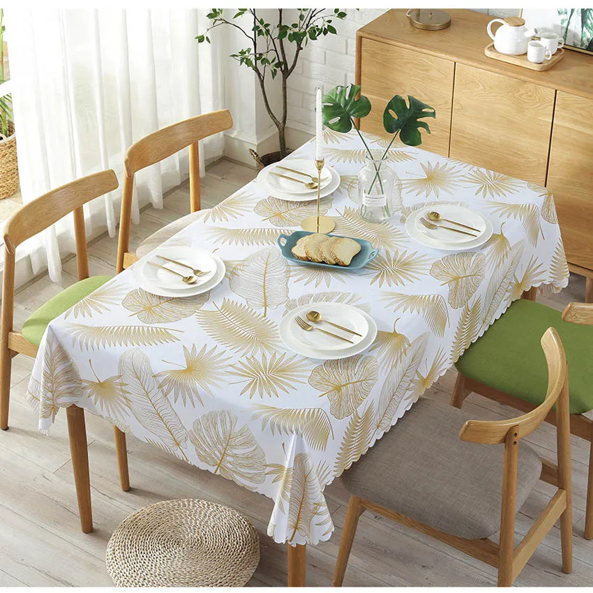 

Tablecloths Leaves Cactus Modern Table Cloth Cover PVC Waterproof Background Cloth Home Decor Furniture Dustproof Cover Banquet