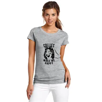 

Vintage collies make me happy t shirt tee gents 3xl 4xl 5xl short-sleeve tee top