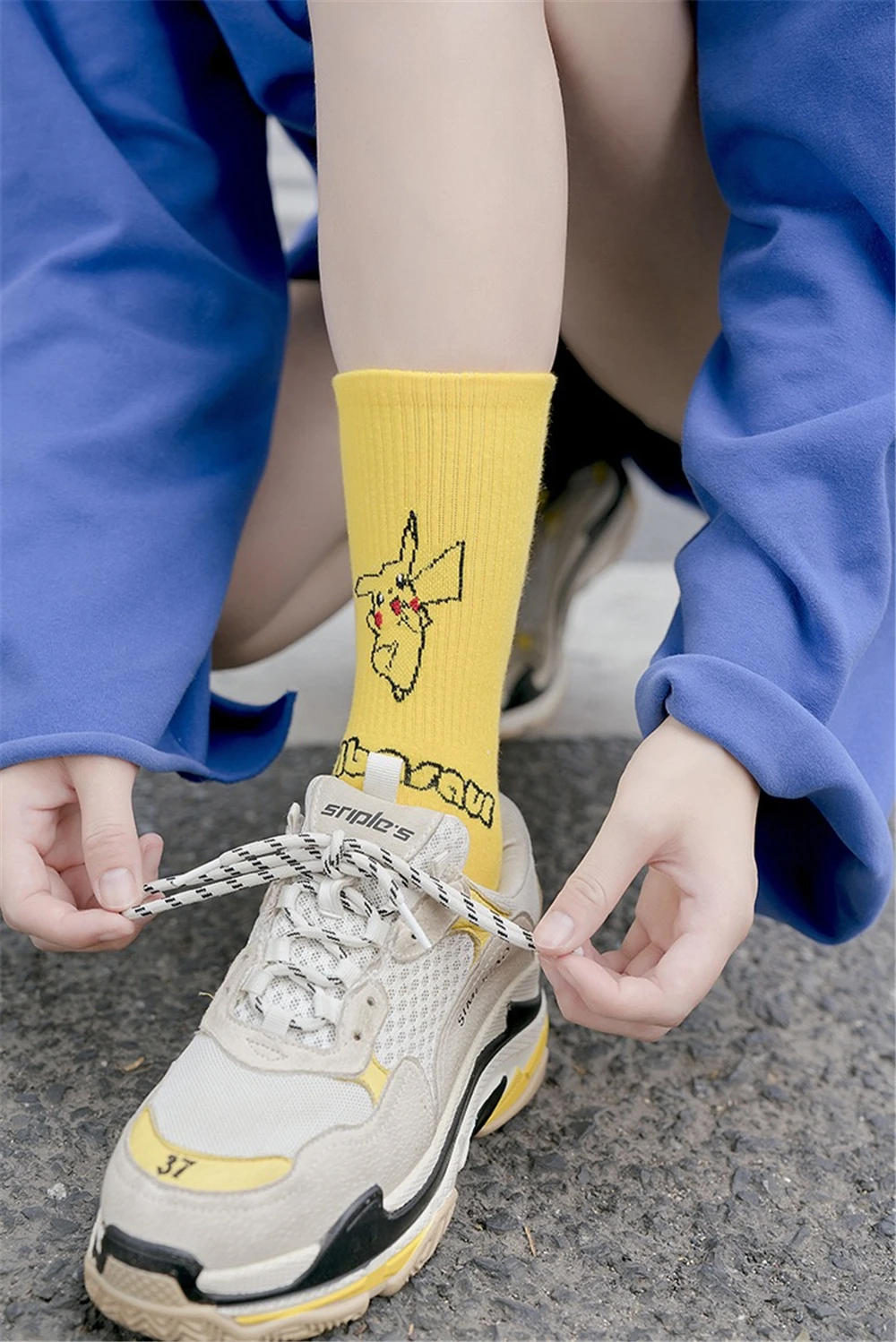Зимние японские милые аниме Мультяшные животные носки Пикачу Harajuku тенденции моды из хлопчатобумажной ткани с принтом толстве длинные носки на каждый день Смешные счастливых Носки