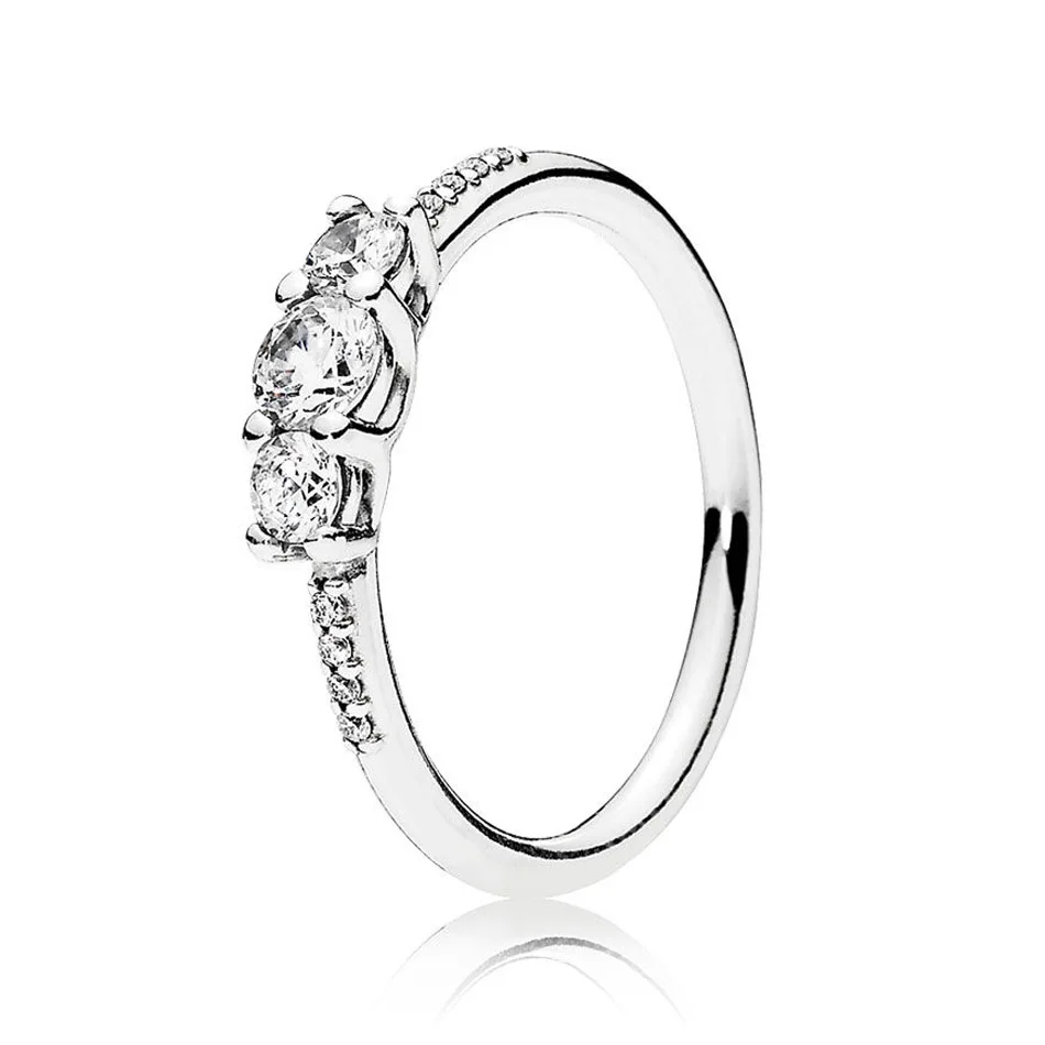 

Authentic 925 Sterling Silver Fairytale Sparkling Ring for Women Clear CZ Pave Crystals Girl Finger anel fit Lady Jewelry