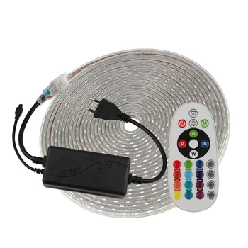 

RGB LED Strip with Controller 220V Light Strip 5050SMD Waterproof IP67 LED Lighting RGB 60leds / M Ledstripe Ribbon JQ