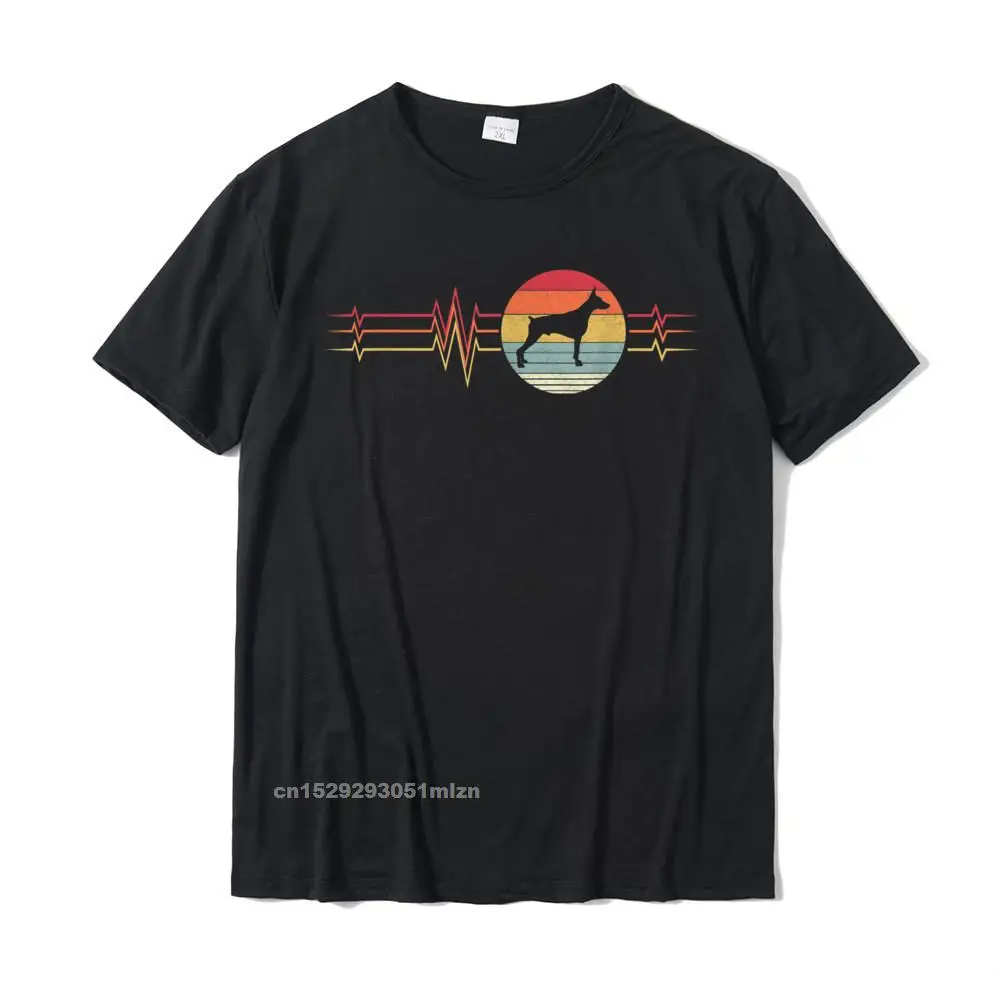 Retro Heartbeat Doberman Pinscher Dog Lifeline Vintage T-Shirt Summer Mens T Shirt Designer Cotton T Shirt Custom