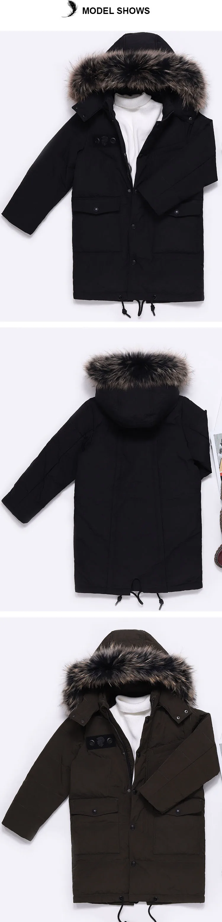 Bilemi/стеганое пуховое пальто с капюшоном на весну для снежной погоды; длинное черное стеганое водонепроницаемое пуховое пальто с меховым капюшоном для мальчиков