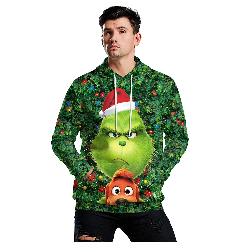 3D Толстовка Grinch, Рождественские толстовки, мультяшная забавная зеленая Толстовка «монстры», пуловер с капюшоном, куртка на молнии для мужчин и женщин, хип-хоп, уличная одежда