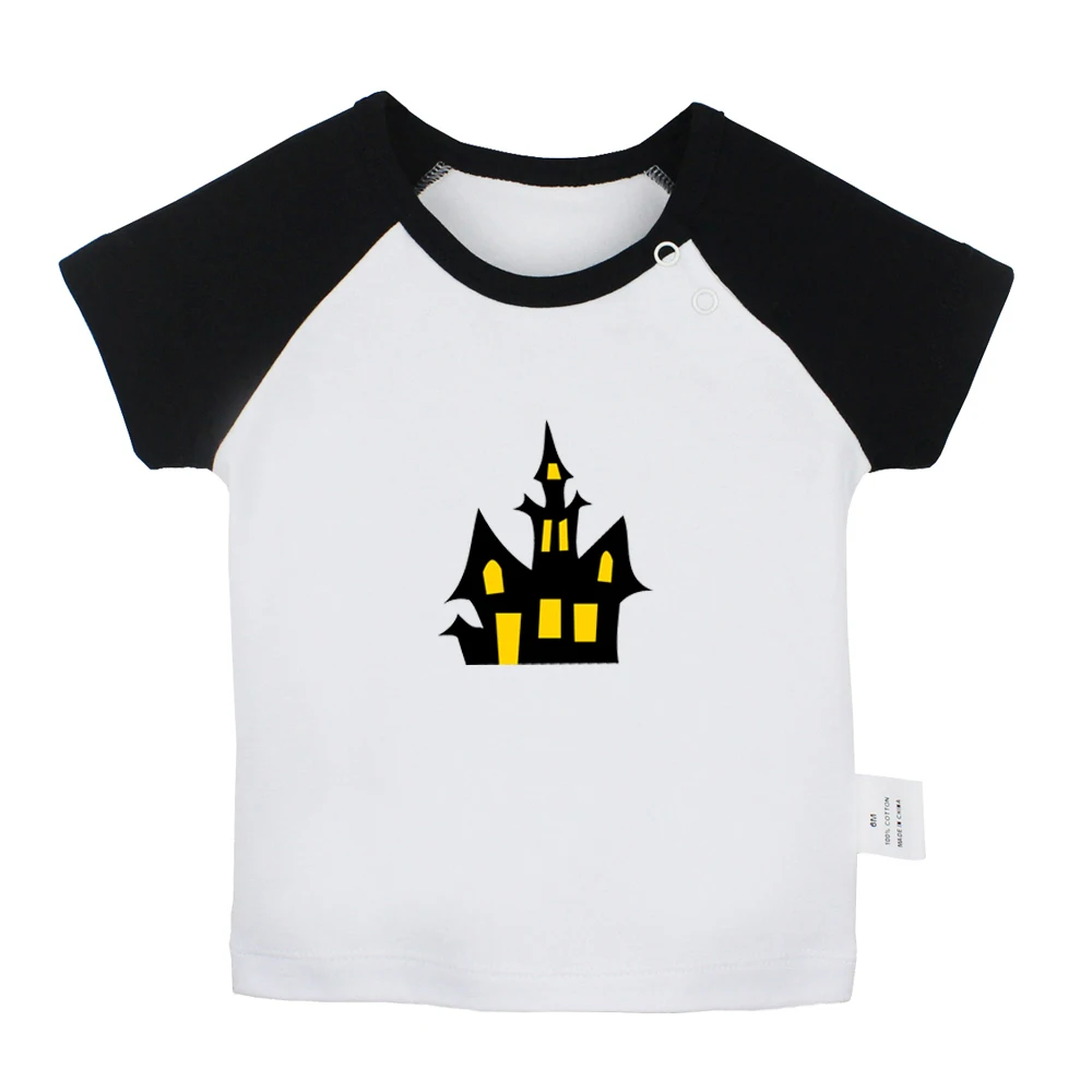 Cartoon Flying Witch halloween Trick Or Treat Pumpkin halloween Castle Newborn Baby T-shirts Toddler Graphic Short sleeve Tee