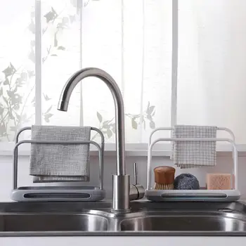 

Kitchen Detachable Towel Storage Rack Quick-drying Double Rod Rag Stand Sponge Storage Holder Shelf Drain Dry Towel Organizer50